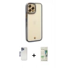 MARSİLYAN™- iPhone 12 Pro Max Kılıf Çekirdek Klasik Serisi - Siyah 20D Premium Cam Ekran Koruyucu + Shine Kamera Lens - LT