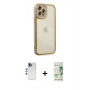 MARSİLYAN™- iPhone 12 Pro Max Kılıf Çekirdek Klasik Serisi - Siyah 20D Premium Cam Ekran Koruyucu + Shine Kamera Lens - LT
