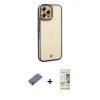 MARSİLYAN™- iPhone 12 Pro Max Kılıf Çekirdek Klasik Serisi - Siyah 20D Premium Cam Ekran Koruyucu + Metal Kamera Lens Koruma Cam - GD