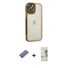 MARSİLYAN™- iPhone 12 Pro Max Kılıf Çekirdek Klasik Serisi - Siyah 20D Premium Cam Ekran Koruyucu + Metal Kamera Lens Koruma Cam - GD