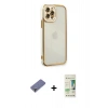 MARSİLYAN™- iPhone 12 Pro Max Kılıf Çekirdek Klasik Serisi - Siyah 20D Premium Cam Ekran Koruyucu + Metal Kamera Lens Koruma Cam - GD