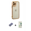 MARSİLYAN™- iPhone 12 Pro Max Kılıf Çekirdek Klasik Serisi - Siyah 20D Premium Cam Ekran Koruyucu + Metal Kamera Lens Koruma Cam - GD