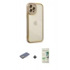 MARSİLYAN™- iPhone 12 Pro Max Kılıf Çekirdek Klasik Serisi - Siyah 20D Premium Cam Ekran Koruyucu + Renkli Kamera Lens Koruma Cam - SI
