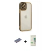 MARSİLYAN™- iPhone 12 Pro Max Kılıf Çekirdek Klasik Serisi - Siyah 20D Premium Cam Ekran Koruyucu + Renkli Kamera Lens Koruma Cam - PE