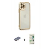 MARSİLYAN™- iPhone 12 Pro Max Kılıf Çekirdek Klasik Serisi - Siyah 20D Premium Cam Ekran Koruyucu + Renkli Kamera Lens Koruma Cam - SI