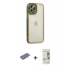 MARSİLYAN™- iPhone 12 Pro Max Kılıf Çekirdek Klasik Serisi - Siyah 20D Premium Cam Ekran Koruyucu + Renkli Kamera Lens Koruma Cam - MI