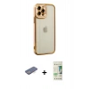 MARSİLYAN™- iPhone 12 Pro Max Kılıf Çekirdek Klasik Serisi - Siyah 20D Premium Cam Ekran Koruyucu + Renkli Kamera Lens Koruma Cam - MI