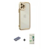 MARSİLYAN™- iPhone 12 Pro Max Kılıf Çekirdek Klasik Serisi - Siyah 20D Premium Cam Ekran Koruyucu + Renkli Kamera Lens Koruma Cam - MI