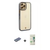 MARSİLYAN™- iPhone 12 Pro Max Kılıf Çekirdek Klasik Serisi - Siyah 20D Premium Cam Ekran Koruyucu + Renkli Kamera Lens Koruma Cam - YL
