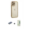 MARSİLYAN™- iPhone 12 Pro Max Kılıf Çekirdek Klasik Serisi - Siyah 20D Premium Cam Ekran Koruyucu + Renkli Kamera Lens Koruma Cam - YL