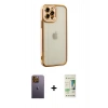 MARSİLYAN™- iPhone 12 Pro Max Kılıf Çekirdek Klasik Serisi - Siyah 20D Premium Cam Ekran Koruyucu + Neon Fosforlu Kamera Lens - SI