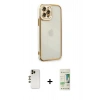 MARSİLYAN™- iPhone 12 Pro Max Kılıf Çekirdek Klasik Serisi - Siyah 20D Premium Cam Ekran Koruyucu + Shine Kamera Lens - GD
