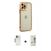 MARSİLYAN™- iPhone 12 Pro Max Kılıf Çekirdek Klasik Serisi - Siyah 20D Premium Cam Ekran Koruyucu + Shine Kamera Lens - GD