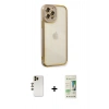 MARSİLYAN™- iPhone 12 Pro Max Kılıf Çekirdek Klasik Serisi - Siyah 20D Premium Cam Ekran Koruyucu + Shine Kamera Lens - GD
