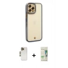 MARSİLYAN™- iPhone 12 Pro Max Kılıf Çekirdek Klasik Serisi - Siyah 20D Premium Cam Ekran Koruyucu + Shine Kamera Lens - GD