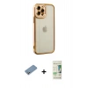 MARSİLYAN™- iPhone 12 Pro Max Kılıf Çekirdek Klasik Serisi - Siyah 20D Premium Cam Ekran Koruyucu + Shine Kamera Lens Koruma Cam - GS
