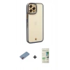 MARSİLYAN™- iPhone 12 Pro Max Kılıf Çekirdek Klasik Serisi - Siyah 20D Premium Cam Ekran Koruyucu + Shine Kamera Lens Koruma Cam - PE