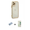 MARSİLYAN™- iPhone 12 Pro Max Kılıf Çekirdek Klasik Serisi - Siyah 20D Premium Cam Ekran Koruyucu + Shine Kamera Lens Koruma Cam - MI