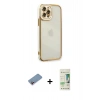 MARSİLYAN™- iPhone 12 Pro Max Kılıf Çekirdek Klasik Serisi - Siyah 20D Premium Cam Ekran Koruyucu + Shine Kamera Lens Koruma Cam - PE