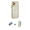 MARSİLYAN™- iPhone 12 Pro Max Kılıf Çekirdek Klasik Serisi - Siyah 20D Premium Cam Ekran Koruyucu + Shine Kamera Lens Koruma Cam - SH