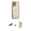 MARSİLYAN™- iPhone 12 Pro Max Kılıf Çekirdek Klasik Serisi - Siyah 20D Premium Cam Ekran Koruyucu + Turuncu Renkli Kamera Lens Koruma Cam