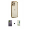 MARSİLYAN™- iPhone 12 Pro Max Kılıf Çekirdek Klasik Serisi - Siyah 20D Premium Cam Ekran Koruyucu + Neon Fosforlu Kamera Lens - YL