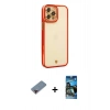 MARSİLYAN™- iPhone 12 Pro Max Kılıf Çekirdek Klasik Serisi - Siyah 34D Izgaralı Cam + Metal Kamera Lens Koruma Cam - KI