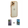 MARSİLYAN™- iPhone 12 Pro Max Kılıf Çekirdek Klasik Serisi - Siyah 34D Izgaralı Cam + Neon Fosforlu Kamera Lens - YL