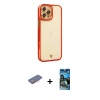 MARSİLYAN™- iPhone 12 Pro Max Kılıf Çekirdek Klasik Serisi - Siyah 34D Izgaralı Cam + Renkli Kamera Lens Koruma Cam - PE