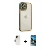 MARSİLYAN™- iPhone 12 Pro Max Kılıf Çekirdek Klasik Serisi - Siyah 34D Izgaralı Cam + Shine Kamera Lens - GD