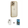 MARSİLYAN™- iPhone 12 Pro Max Kılıf Çekirdek Klasik Serisi - Siyah 34D Izgaralı Cam + Shine Kamera Lens - GD