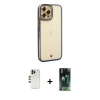 MARSİLYAN™- iPhone 12 Pro Max Kılıf Çekirdek Klasik Serisi - Siyah 360 Mat Full Body Arka Koruyucu + Shine Kamera Lens - GD