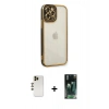 MARSİLYAN™- iPhone 12 Pro Max Kılıf Çekirdek Klasik Serisi - Siyah 360 Mat Full Body Arka Koruyucu + Shine Kamera Lens - GD