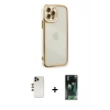 MARSİLYAN™- iPhone 12 Pro Max Kılıf Çekirdek Klasik Serisi - Siyah 360 Mat Full Body Arka Koruyucu + Shine Kamera Lens - GD