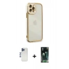MARSİLYAN™- iPhone 12 Pro Max Kılıf Çekirdek Klasik Serisi - Siyah 360 Mat Full Body Arka Koruyucu + Lacivert Shine Kamera Lens