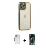 MARSİLYAN™- iPhone 12 Pro Max Kılıf Çekirdek Klasik Serisi - Siyah 360 Mat Full Body Arka Koruyucu + Lacivert Shine Kamera Lens