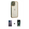 MARSİLYAN™- iPhone 12 Pro Max Kılıf Çekirdek Klasik Serisi - Siyah 360 Mat Full Body Arka Koruyucu + Neon Fosforlu Kamera Lens - MI