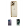 MARSİLYAN™- iPhone 12 Pro Max Kılıf Çekirdek Klasik Serisi - Siyah 360 Mat Full Body Arka Koruyucu + Neon Fosforlu Kamera Lens - MI