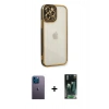 MARSİLYAN™- iPhone 12 Pro Max Kılıf Çekirdek Klasik Serisi - Siyah 360 Mat Full Body Arka Koruyucu + Neon Fosforlu Kamera Lens - MI