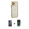 MARSİLYAN™- iPhone 12 Pro Max Kılıf Çekirdek Klasik Serisi - Siyah 360 Mat Full Body Arka Koruyucu + Neon Fosforlu Kamera Lens - MI
