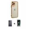 MARSİLYAN™- iPhone 12 Pro Max Kılıf Çekirdek Klasik Serisi - Siyah 360 Mat Full Body Arka Koruyucu + Neon Fosforlu Kamera Lens - BZ