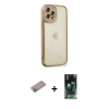 MARSİLYAN™- iPhone 12 Pro Max Kılıf Çekirdek Klasik Serisi - Siyah 360 Mat Full Body Arka Koruyucu + Shine Kamera Lens Koruma Cam - SABE