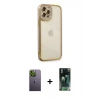 MARSİLYAN™- iPhone 12 Pro Max Kılıf Çekirdek Klasik Serisi - Siyah 360 Mat Full Body Arka Koruyucu + Neon Fosforlu Kamera Lens - YL