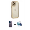 MARSİLYAN™- iPhone 12 Pro Max Kılıf Çekirdek Klasik Serisi - Siyah 3D Antistatik Cam Ekran Koruyucu + Neon Fosforlu Kamera Lens - MI
