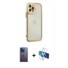 MARSİLYAN™- iPhone 12 Pro Max Kılıf Çekirdek Klasik Serisi - Siyah 3D Antistatik Cam Ekran Koruyucu + Neon Fosforlu Kamera Lens - MI