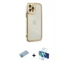 MARSİLYAN™- iPhone 12 Pro Max Kılıf Çekirdek Klasik Serisi - Siyah 3D Antistatik Cam Ekran Koruyucu + Shine Kamera Lens Koruma Cam - MI
