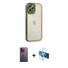 MARSİLYAN™- iPhone 12 Pro Max Kılıf Çekirdek Klasik Serisi - Siyah 3D Antistatik Cam Ekran Koruyucu + Neon Fosforlu Kamera Lens - TU