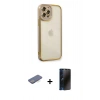 MARSİLYAN™- iPhone 12 Pro Max Kılıf Çekirdek Klasik Serisi - Siyah 3D Antistatik Hayalet Cam Ekran Koruyucu + Renkli Kamera Lens Koruma Cam - MI
