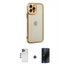 MARSİLYAN™- iPhone 12 Pro Max Kılıf Çekirdek Klasik Serisi - Siyah 3D Antistatik Hayalet Cam Ekran Koruyucu + Shine Kamera Lens - LT