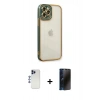 MARSİLYAN™- iPhone 12 Pro Max Kılıf Çekirdek Klasik Serisi - Siyah 3D Antistatik Hayalet Cam Ekran Koruyucu + Shine Kamera Lens - LT